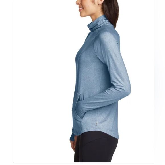 EDDIE BAUER Ladies Funnel Neck Long Sleeve Top Blue Large - Picture 11 of 12